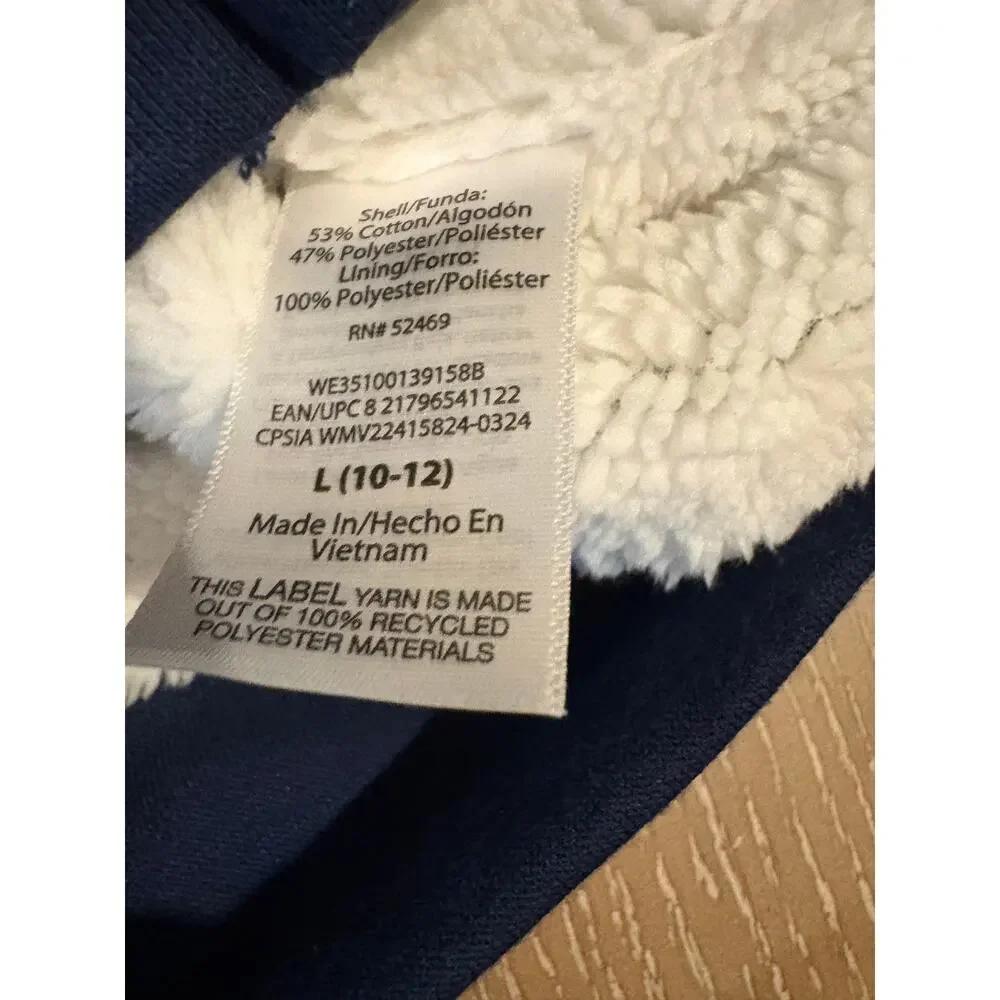 Wonder Nation Boys L 10-12 Sherpa Lined Zip Hoodie Jacket Blue Fleece Full Zip